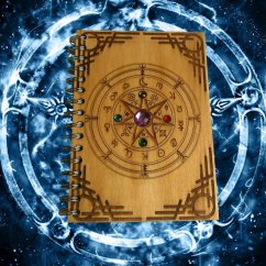 Dřevěný zápisník - Wicca symbol ochrany