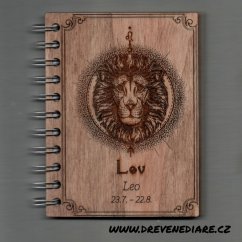 Lví řev - dřevěný zápisník pro astrologické krále