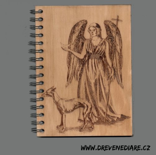 Dřevěný zápisník - Pod křídly anděla