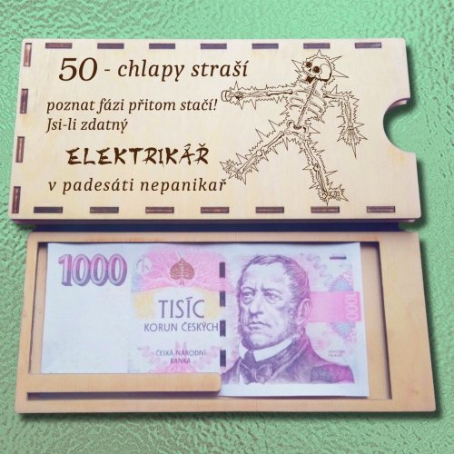 Dřevěná krabička na peníze - k 50 pro elektrikáře