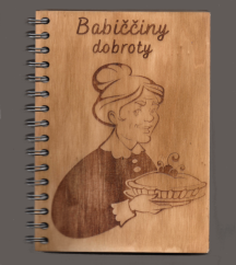 Dřevěný Zápisník na Recepty - Babiččiny dobroty